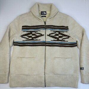 The North Face‎ Men’s Cream Y2K Aztec Wool Knit Lined Cardigan Sweater L/C45